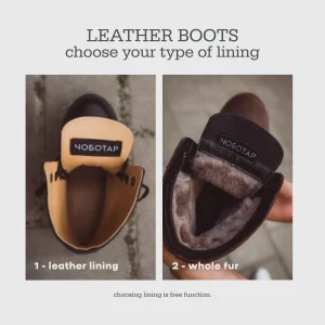 Mens Brown Leather Work Boots Fur Lined Combat