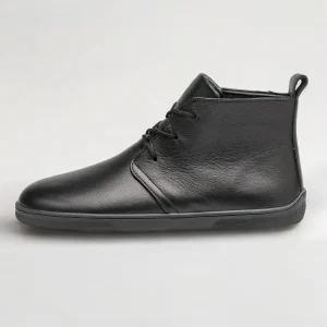 Barefoot Black Leather Boots For Women Wide Toe