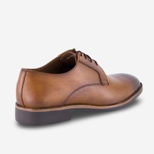 Brown Burnished Laceup Derby Shoes With Bella Tread